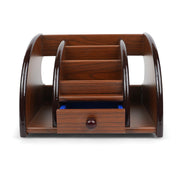 Xinda Wooden Desk Organizer with compartments and built-in drawer for efficient desk storage.

