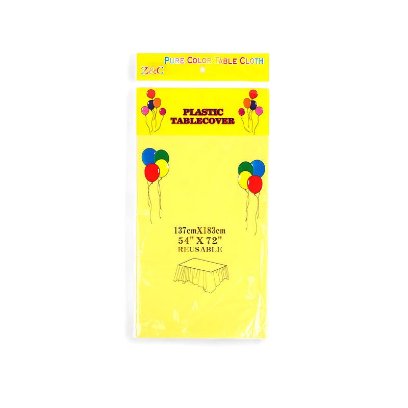 Z&C Pure Color Plastic Table Cover - 54" x 72" (Available in Yellow, Pink, Green Variants)