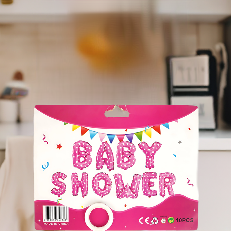 "BABY SHOWER" Pink Polka Dot Foil Balloon Set – Charming Baby Shower Party Decor